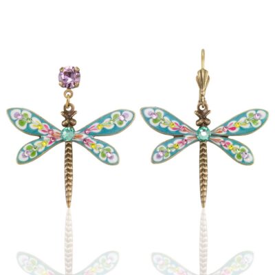 Brite Bloom Cascade Bouquet Dragonfly Crystal Earring