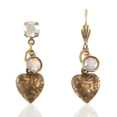 Romantic Heart & Charm Vintage Inspired Crystal Earring