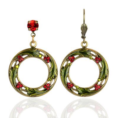 Sherry Red Crystal Circle Earrings
