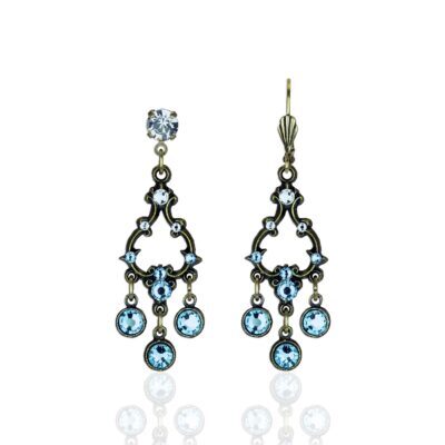 Light Turquoise Filigree Chandelier Crystal Drop Earrings