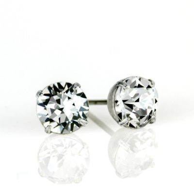 Silver Crystal Stud Earrings