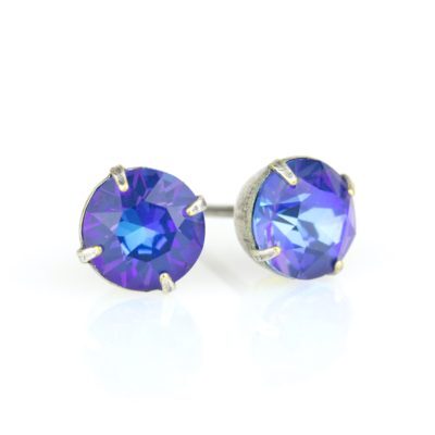 Royal Blue DeLite Crystal Silver Stud Earrings 