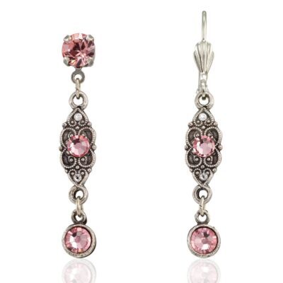Forever Rose Vintage Inspired Filigree Crystal Drop Earring
