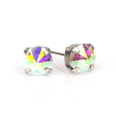 Crystal AB Silver Simple Crystal Stud Earring - 8mm