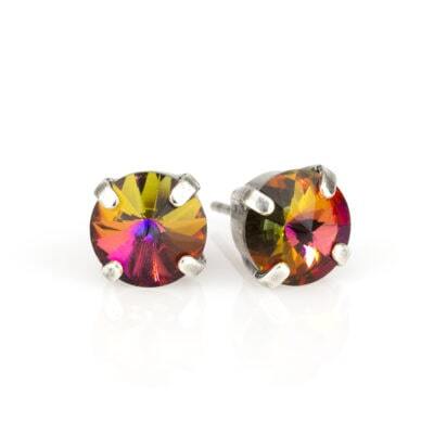Volcano Silver Simple Crystal Stud Earring - 8mm