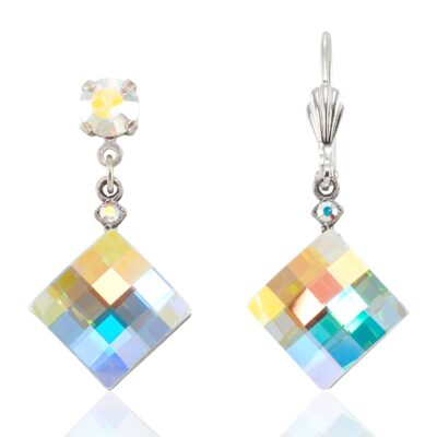 Dazzling Art Deco Faceted Checkerboard Crystal Earring