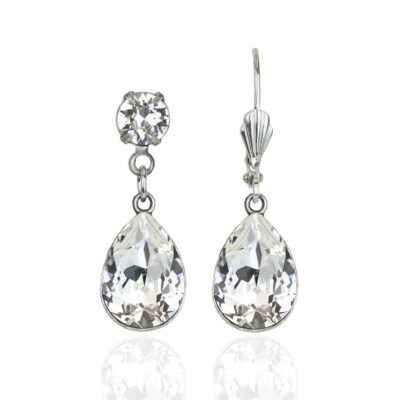 Silver Crystal Teardrop Earrings