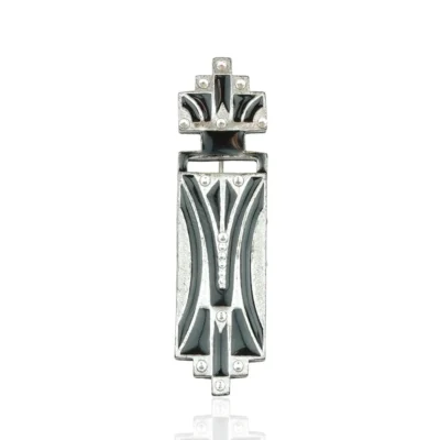 Art Deco Black and Crystal Linear Pin