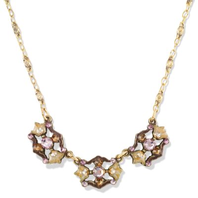 Classic Brown Mocha Shimmering Crystal Collar Necklace
