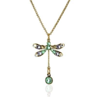 Small Pastel Pavé Crystal Drop Dragonfly Necklace