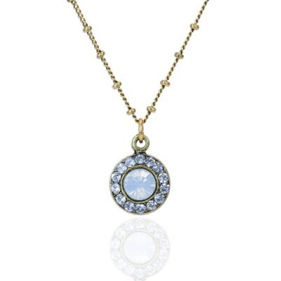 Air Blue Opal Halo Crystal Pendant Necklace