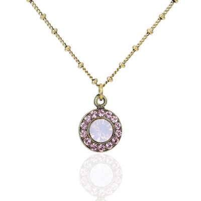 Rose Opal Halo Crystal Pendant Necklace