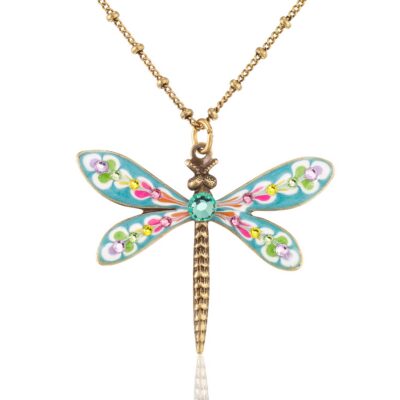 Brite Bloom Cascade Bouquet Dragonfly Crystal Necklace