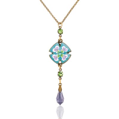 Brite Floral Pinwheel Crystal Facet Drop Necklace