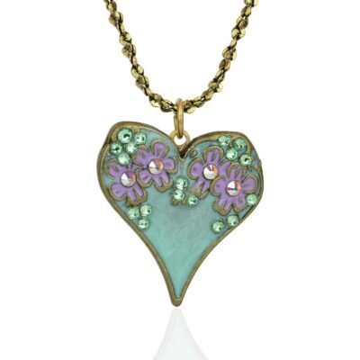 Garden of Love Mother's Day Crystal Flower Heart Pendant