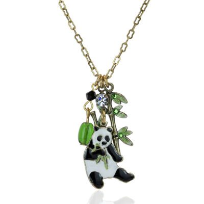 Bamboo Bao Li Panda Bear Crystal Jumble Charm Necklace