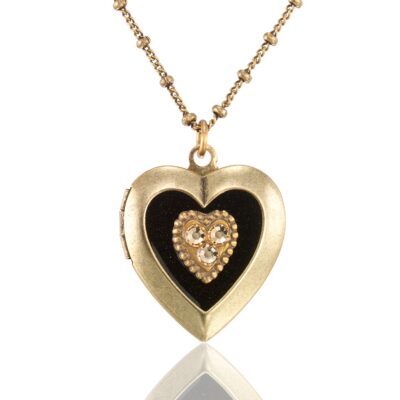 Shimmering Heart Shaped Locket Pendant Crystal Necklace