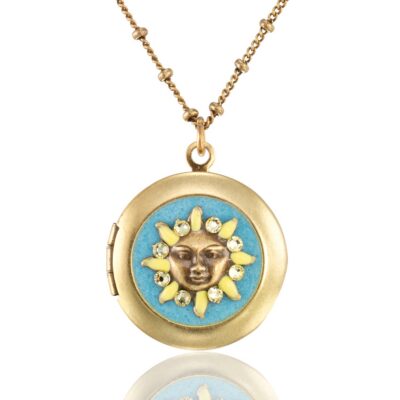 Sunshine Burst Summer Sky Crystal Locket Necklace