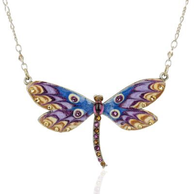 Opulent Sunset Multicolored Crystal Dragonfly Necklace