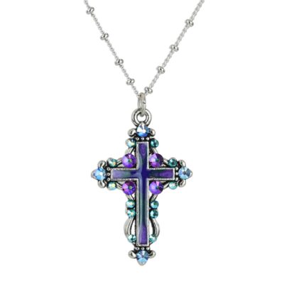 Royal Purple Classic Cross Crystal Necklace
