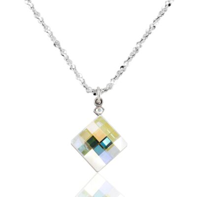 Dazzling Art Deco Faceted Checkerboard Crystal Necklace