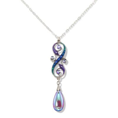 Twilight Shimmer Cool Toned Iridescent Drop Crystal Necklace