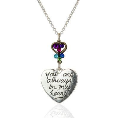 "You Are Always In My Heart" Crystal Charm Necklace
