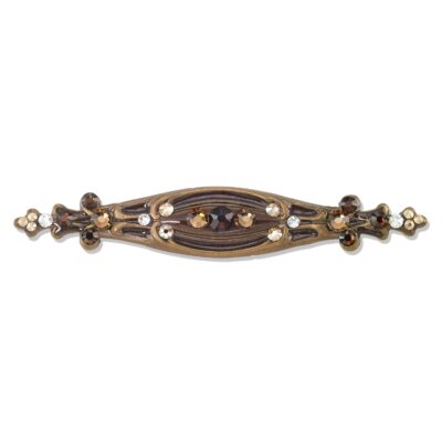 Brown Edwardian Filigree Crystal Bar Brooch