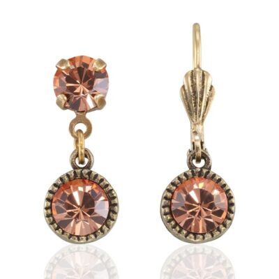 Bezel Set Brass Earrings Apricot
