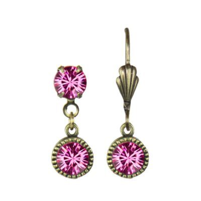 Bezel Set Brass Earrings Rose