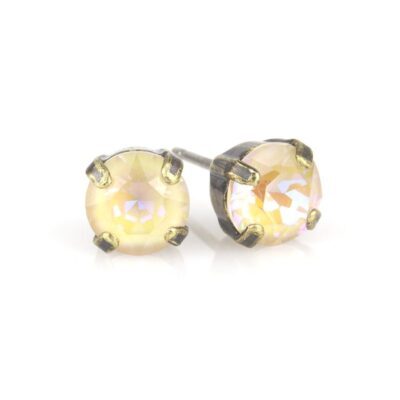 Simple Ivory Cream DeLite Crystal Stud Earring - Brass - 6mm