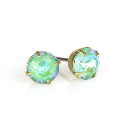 Simple Silky Sage DeLite Crystal Stud Earring - Brass - 6mm