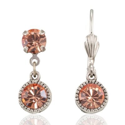 Bezel Set Silver Earrings Apricot