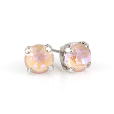 Simple Dusty Pink DeLite Crystal Stud Earring - Silver - 6mm