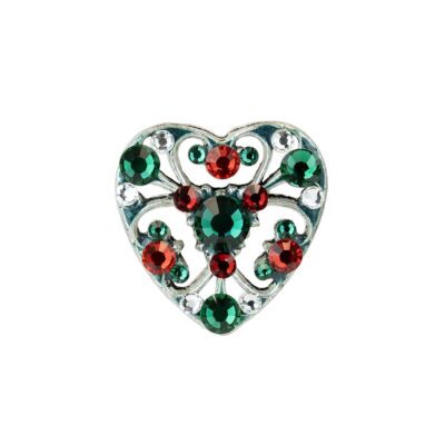 I Love Christmas Crystal Heart Pin