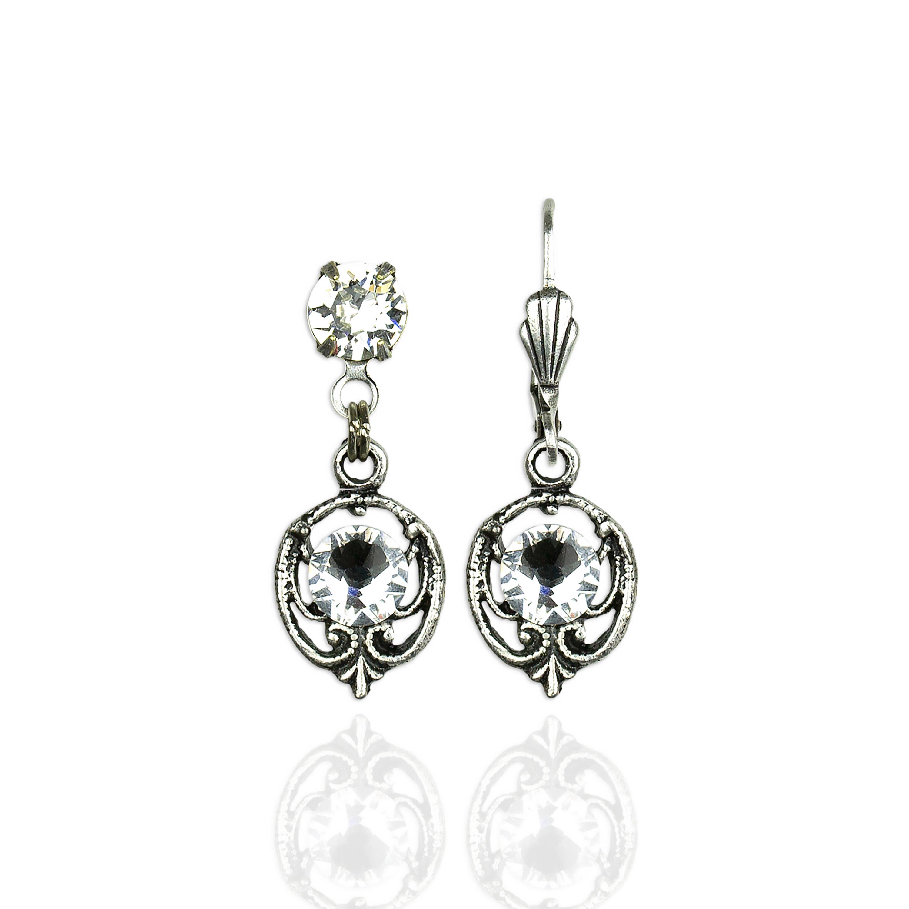 Madeline  Crystal Earrings in Silver