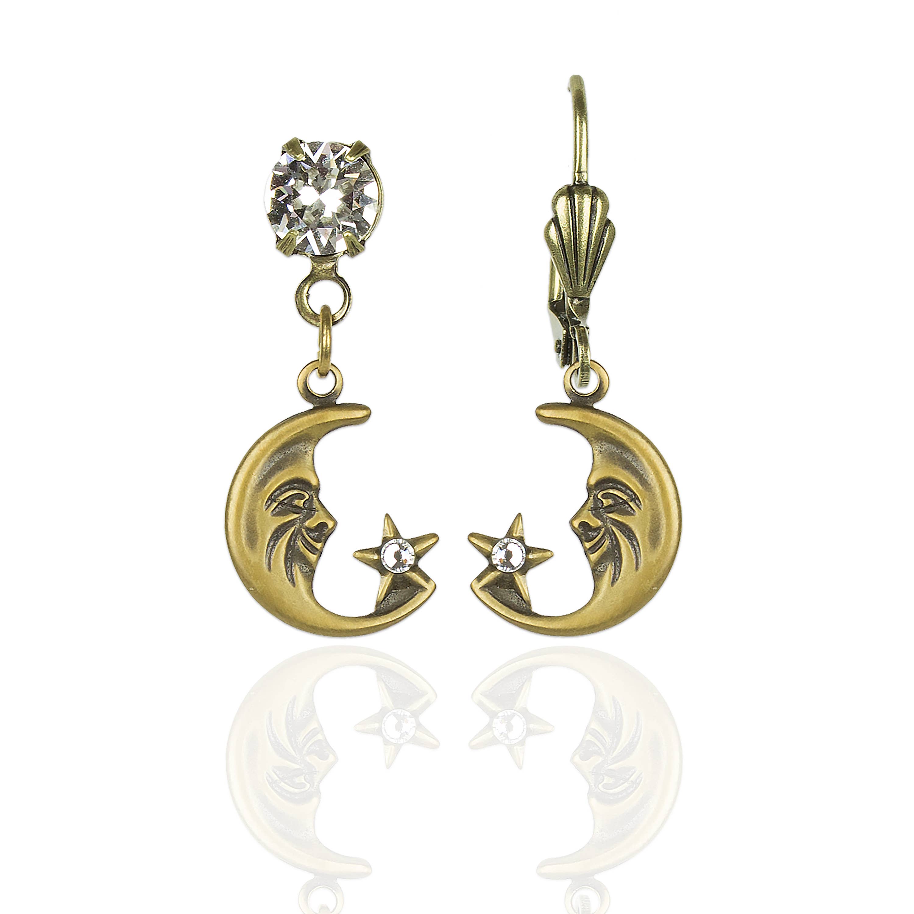 Lyra Crystal Moon and Stars Earrings