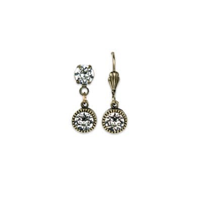 Bezel Set Brass Earrings Crystal
