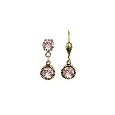 Bezel Set Brass Earrings Vintage Rose
