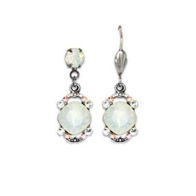 Eva White Opal Cushion Earrings