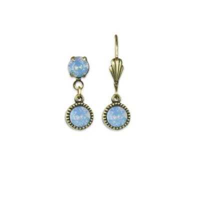 Bezel Set Brass Earrings Air Blue