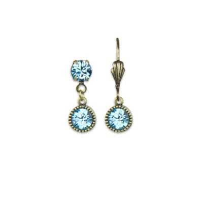 Bezel Set Brass Earrings Aquamarine