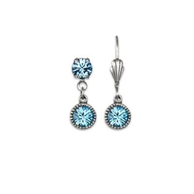 Bezel Set Silver Earrings Aquamarine