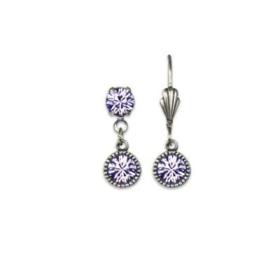 Bezel Set Silver Earrings Violet