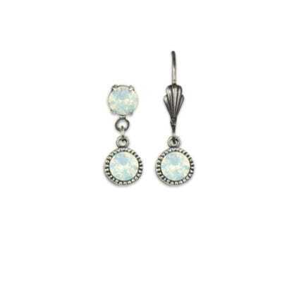 Bezel Set Silver Earrings White Opal