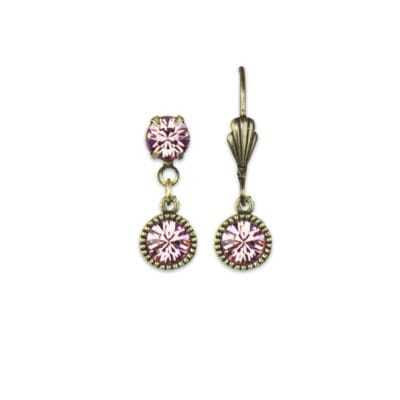 Bezel Set Brass Earrings Light Rose