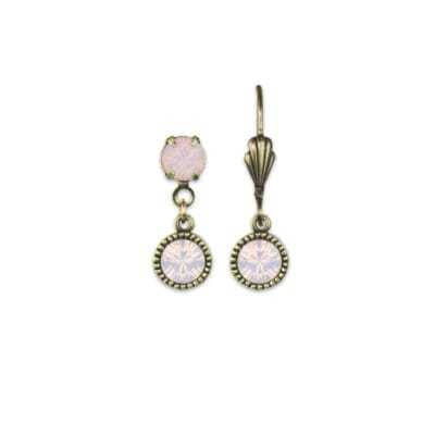 Bezel Set Brass Earrings Rose Water Opal