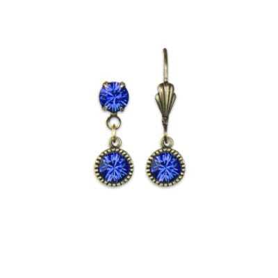 Bezel Set Brass Earrings Sapphire