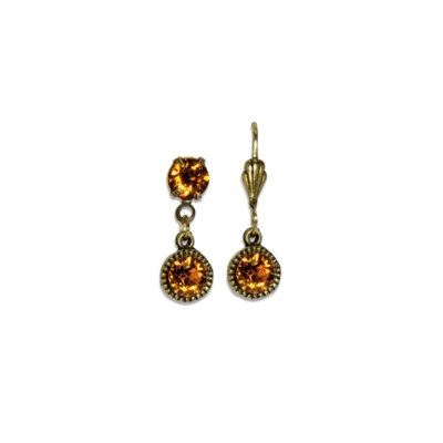 Bezel Set Brass Earrings Tangerine