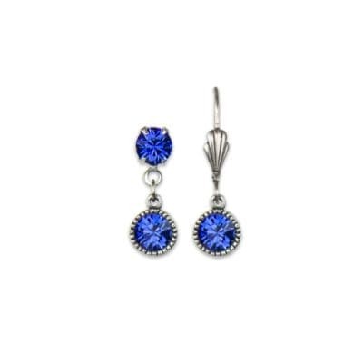 Bezel Set Silver Earrings Sapphire